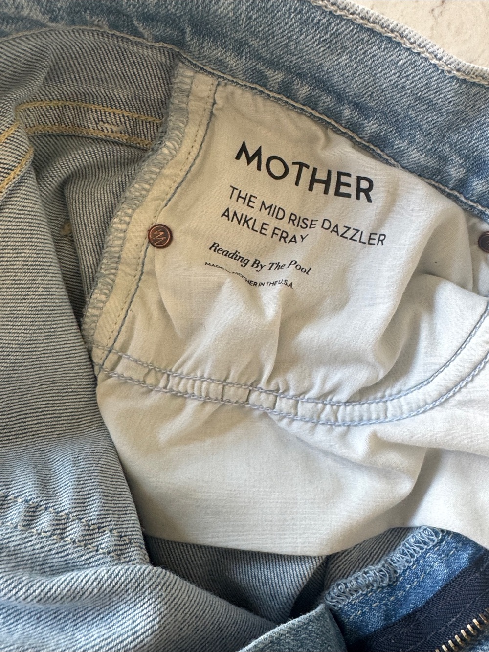 MOTHER denim The Mid Rise Dazzler Ankle Fray Reading By The Pool size 30 - Picture 11 of 14